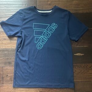 Adidas Men's Navy Blue Tee with Teal Logo
